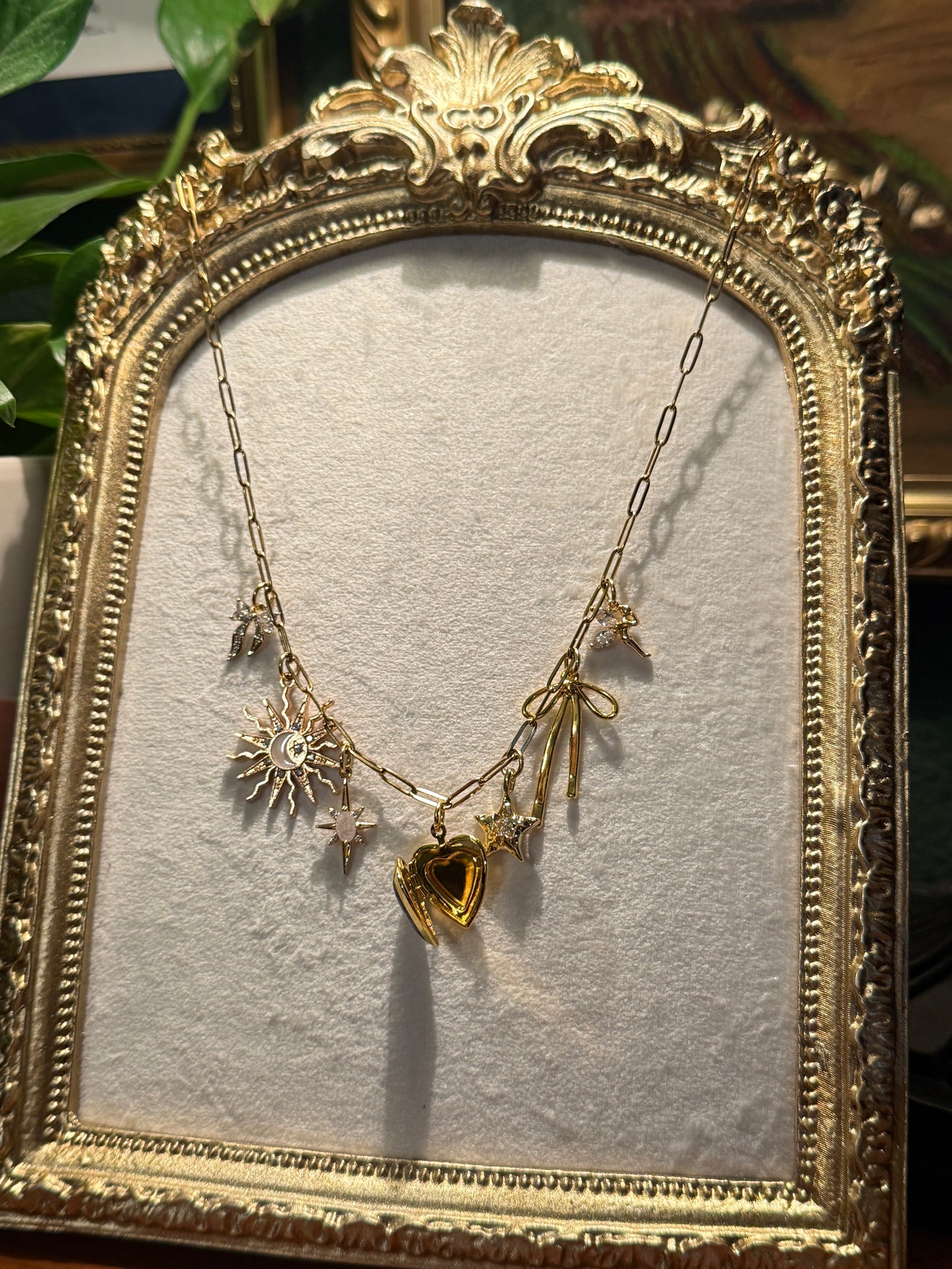 Forget me not locket charm necklace (#5)