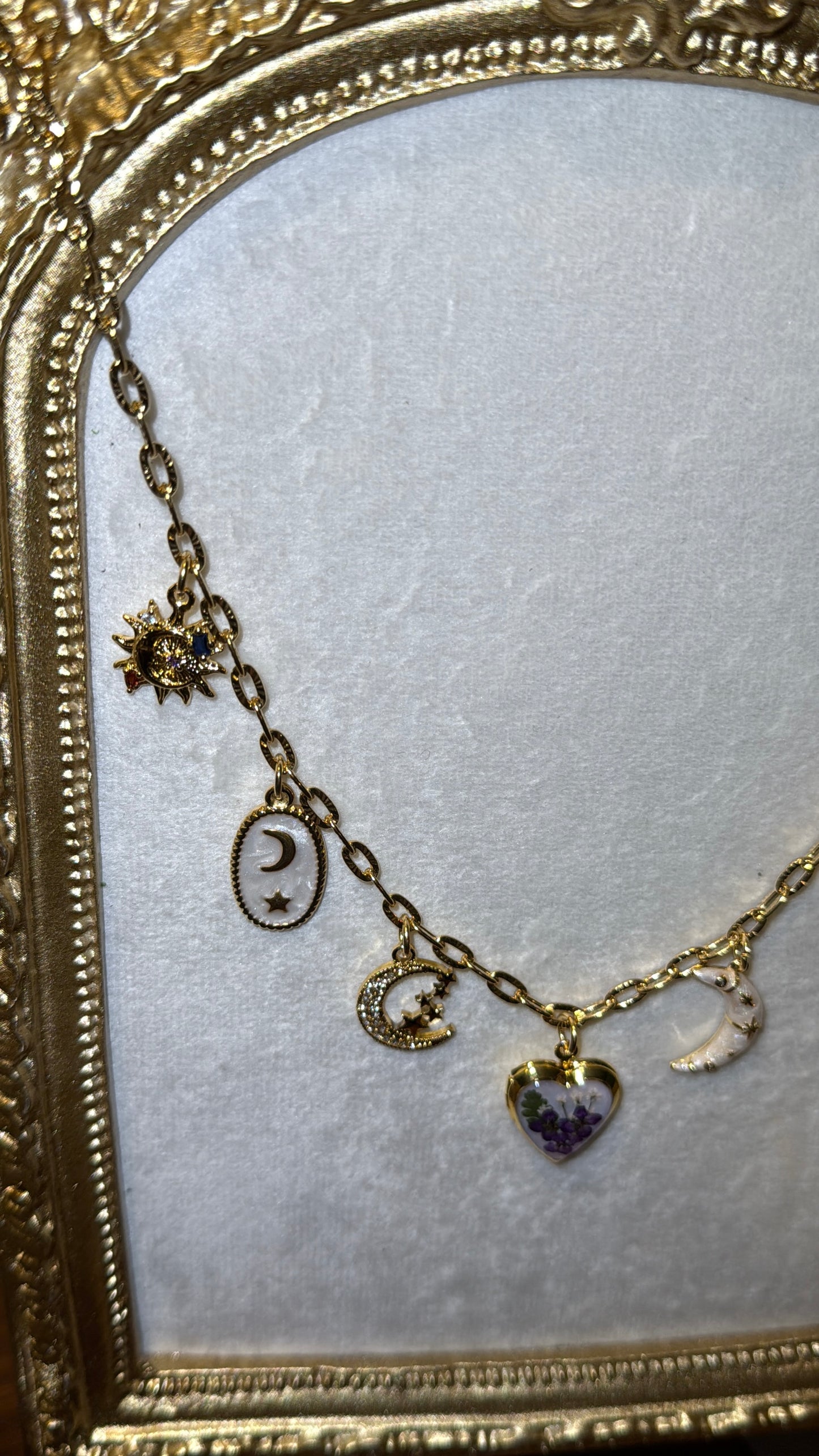 Pearlescent locket charm necklace #3