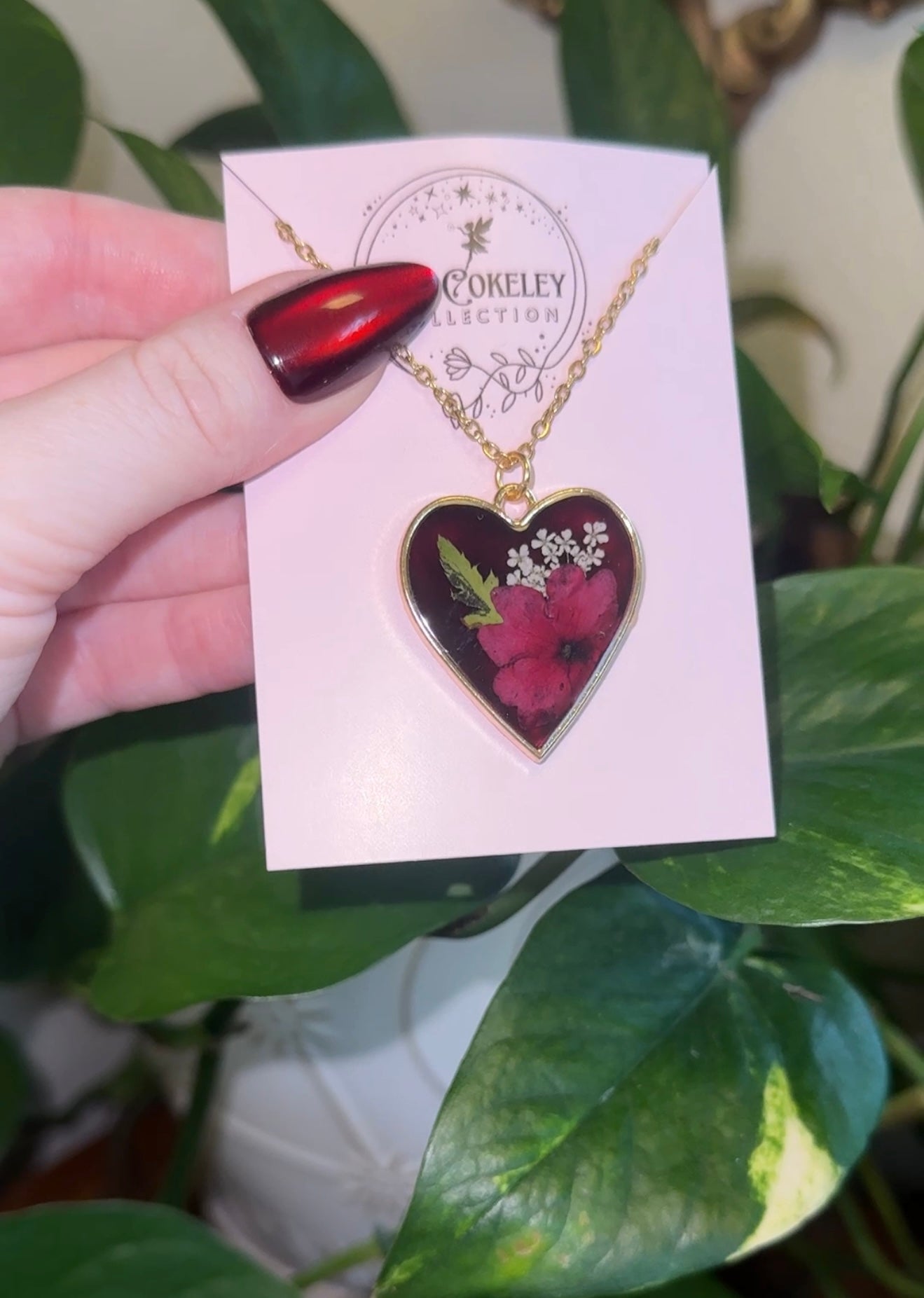 January birthday necklace reveal (garnet/cherry cola)