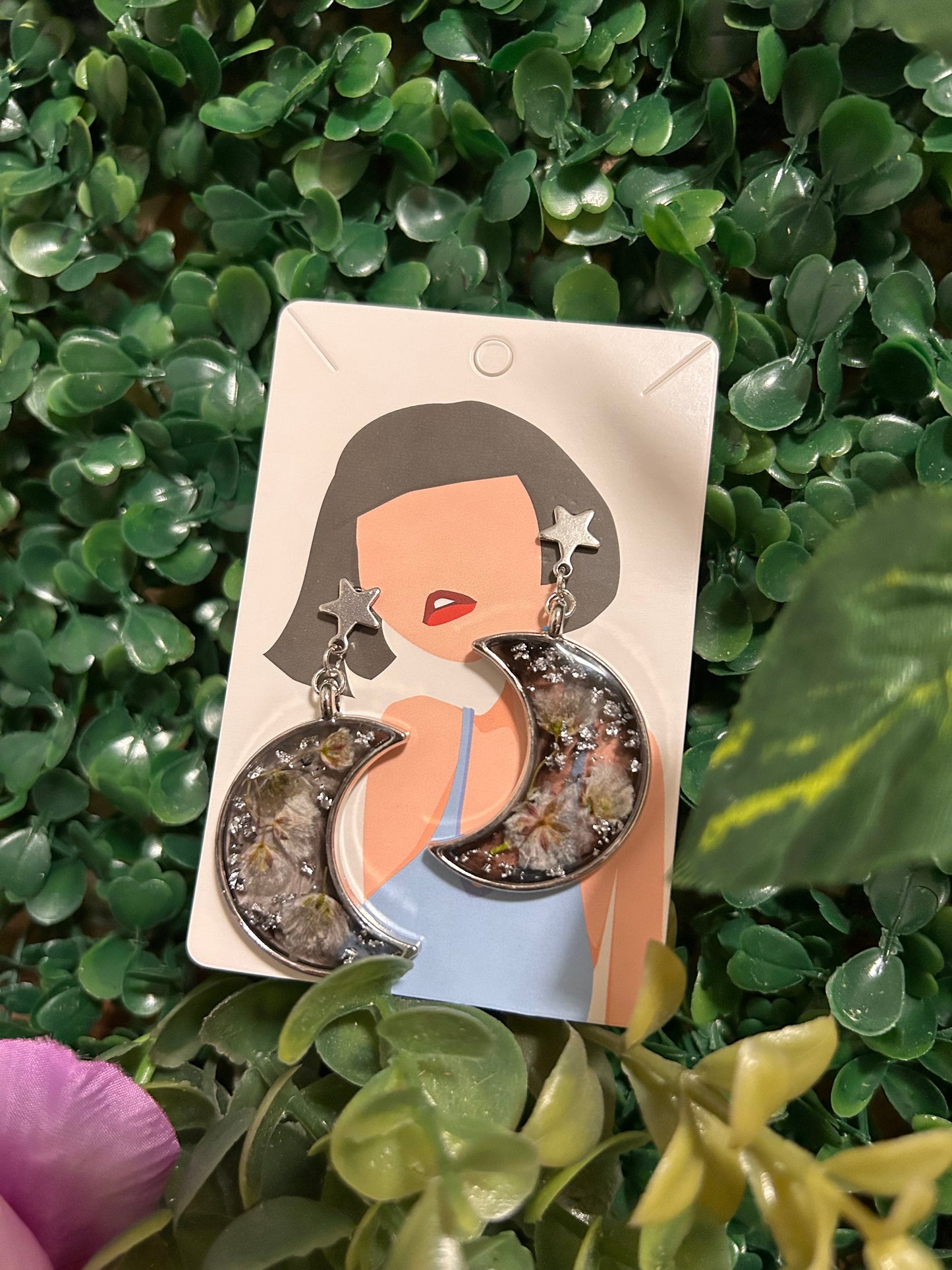 Silver moon earrings