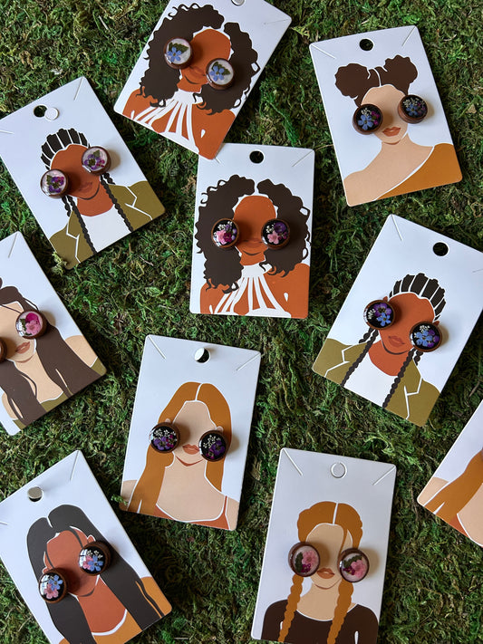 Pressed flower stud reveal