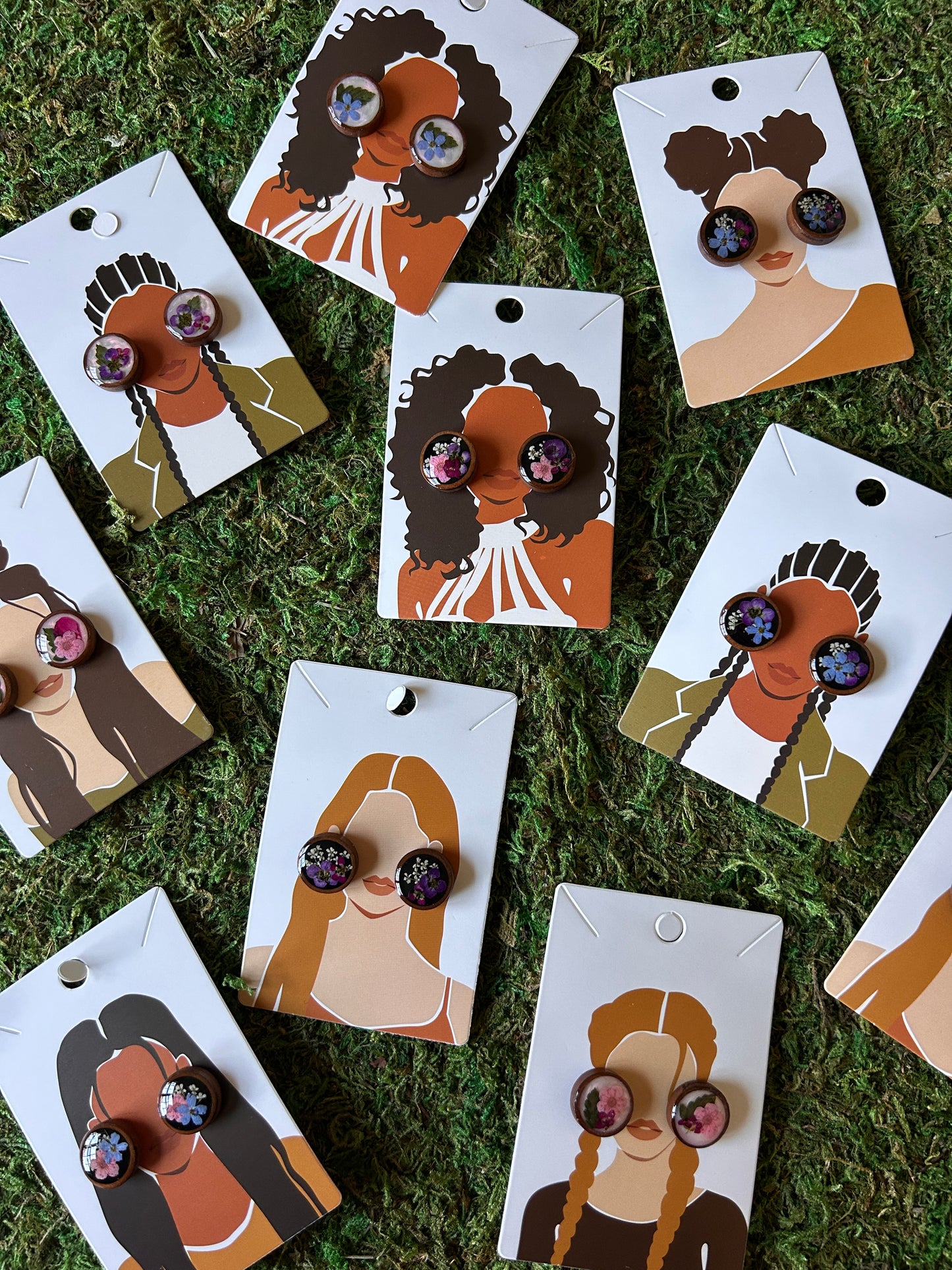 Pressed flower stud reveal