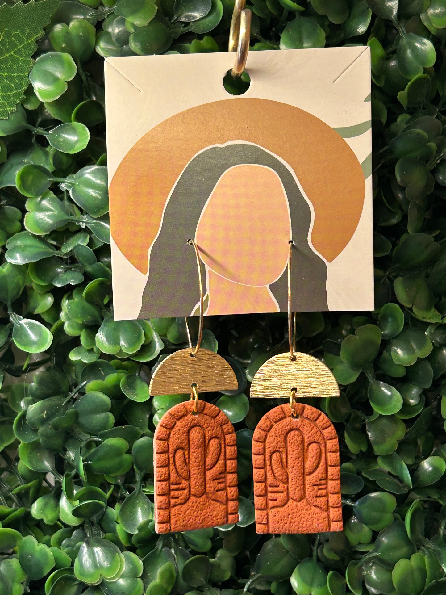 Boho cactus hoop earring