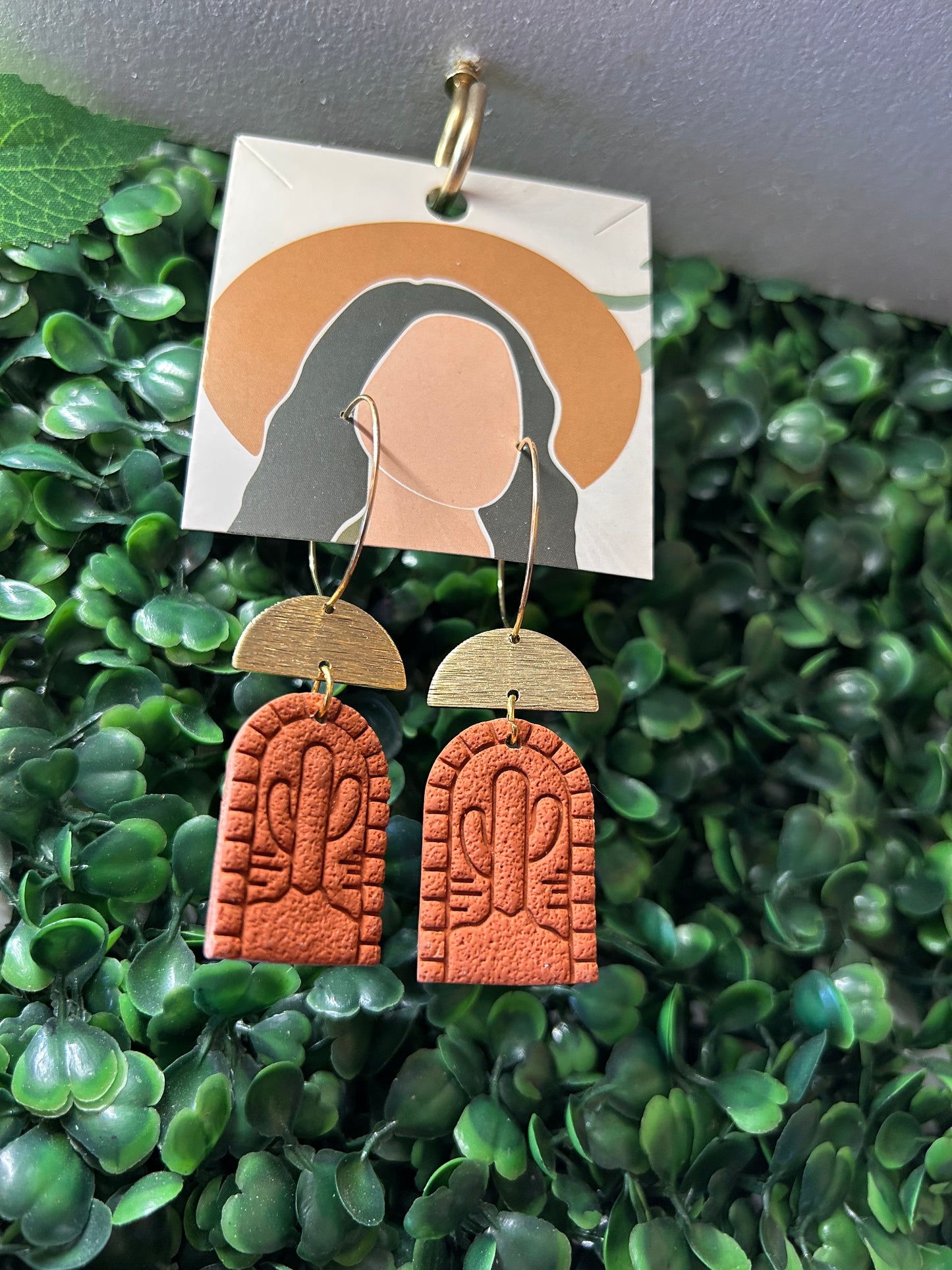 Boho cactus hoop earring