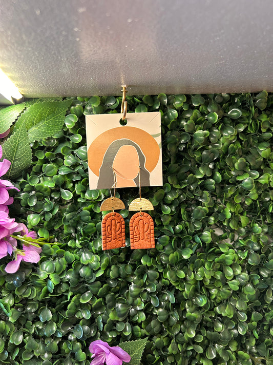 Boho cactus hoop earring